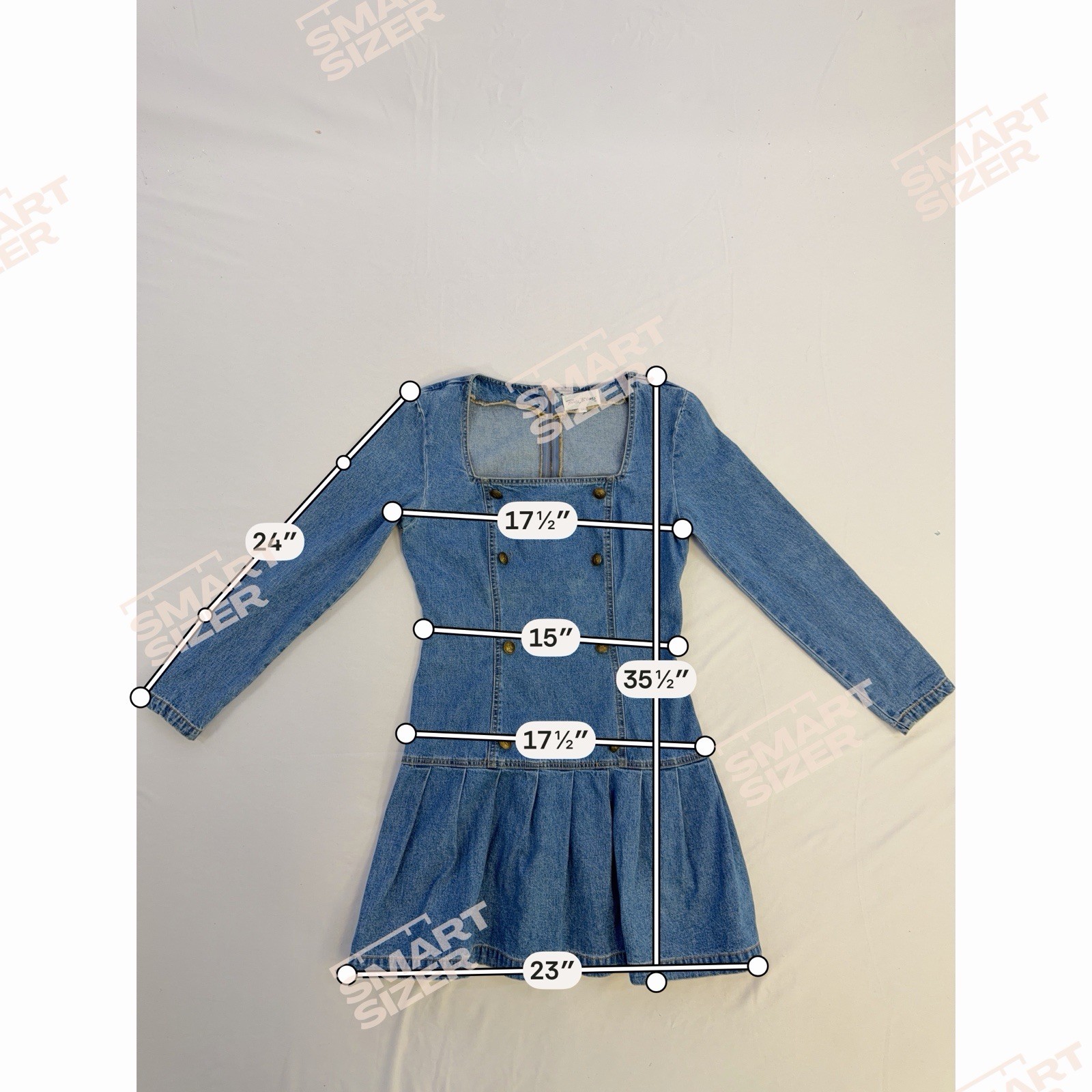 Vtg 90s Paris Blues Denim Dress Pleated Detail Skirt Button Sz 11 USA Grudge
