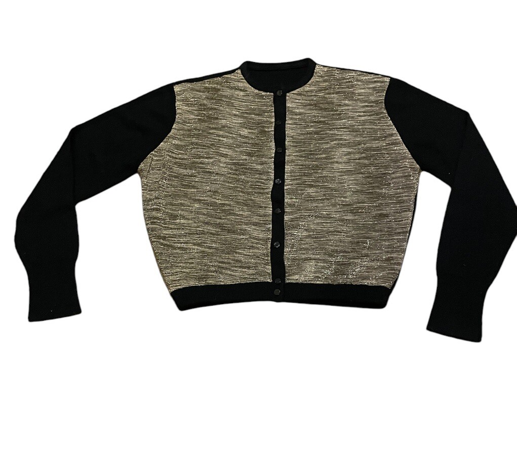 1950s Black Cardigan With Gold Lurex