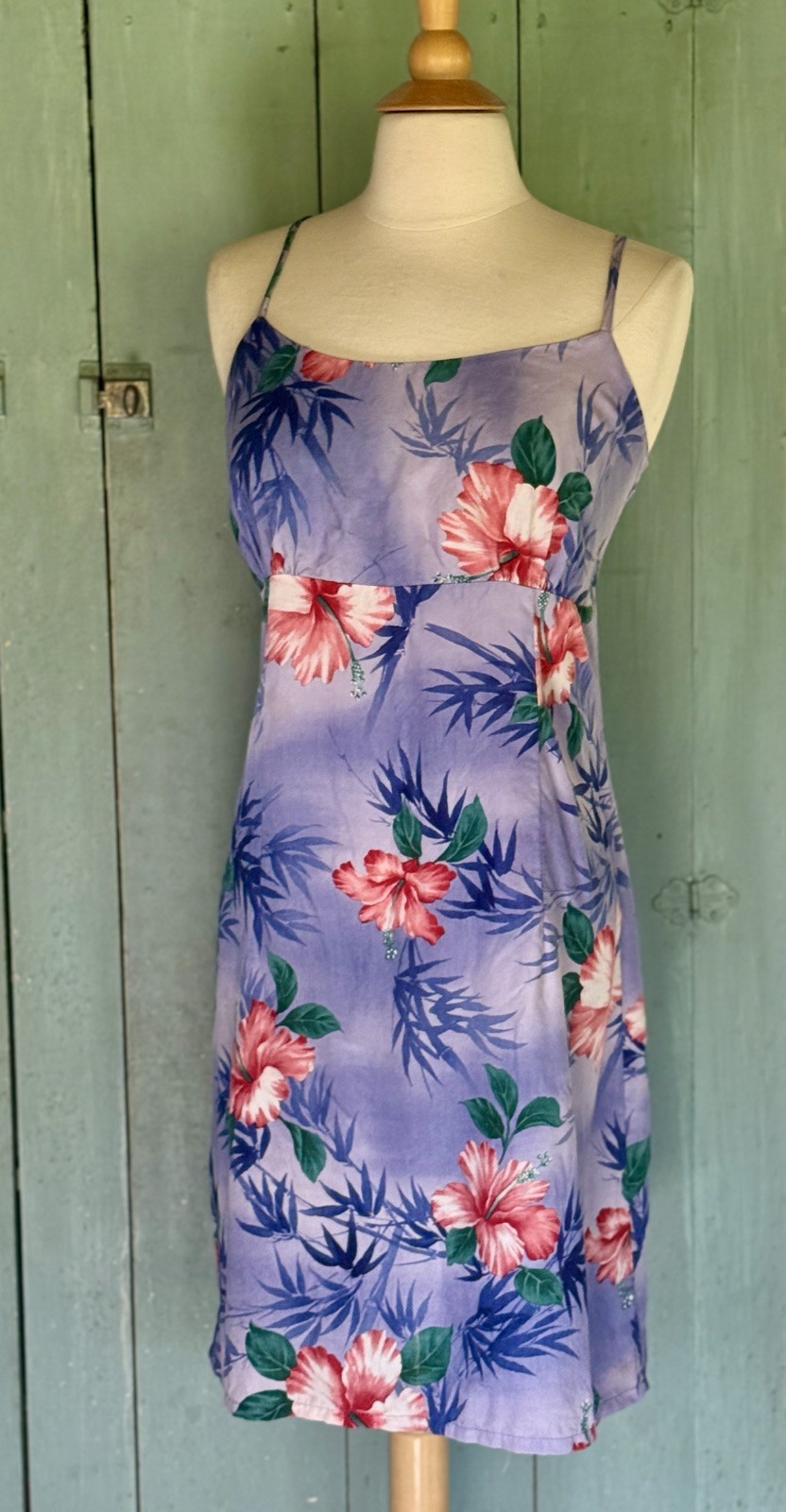 Jade Fashions Maid in Hawaii Purple Floral Rayon Sundress Strap L