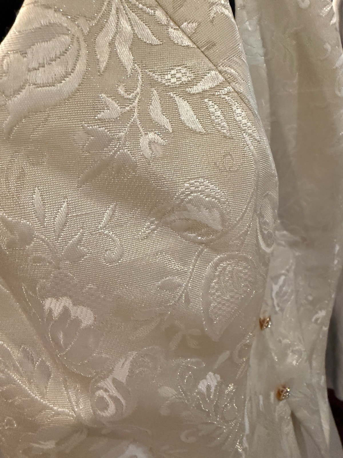 Vintage Cachet Ivory Gown 12 Formal Dress Long Maxi Brocade Top w/ Chiffon Skirt