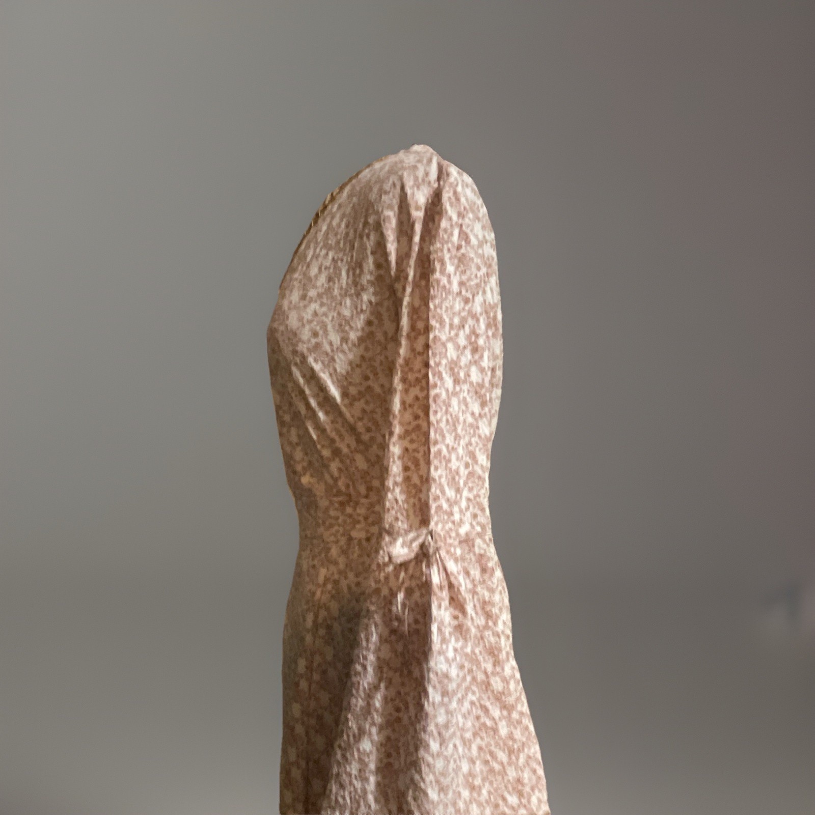 Beige Maxi Dress with Flared Sleeves, Belt, Floral Pattern, Women’s Day Wear
