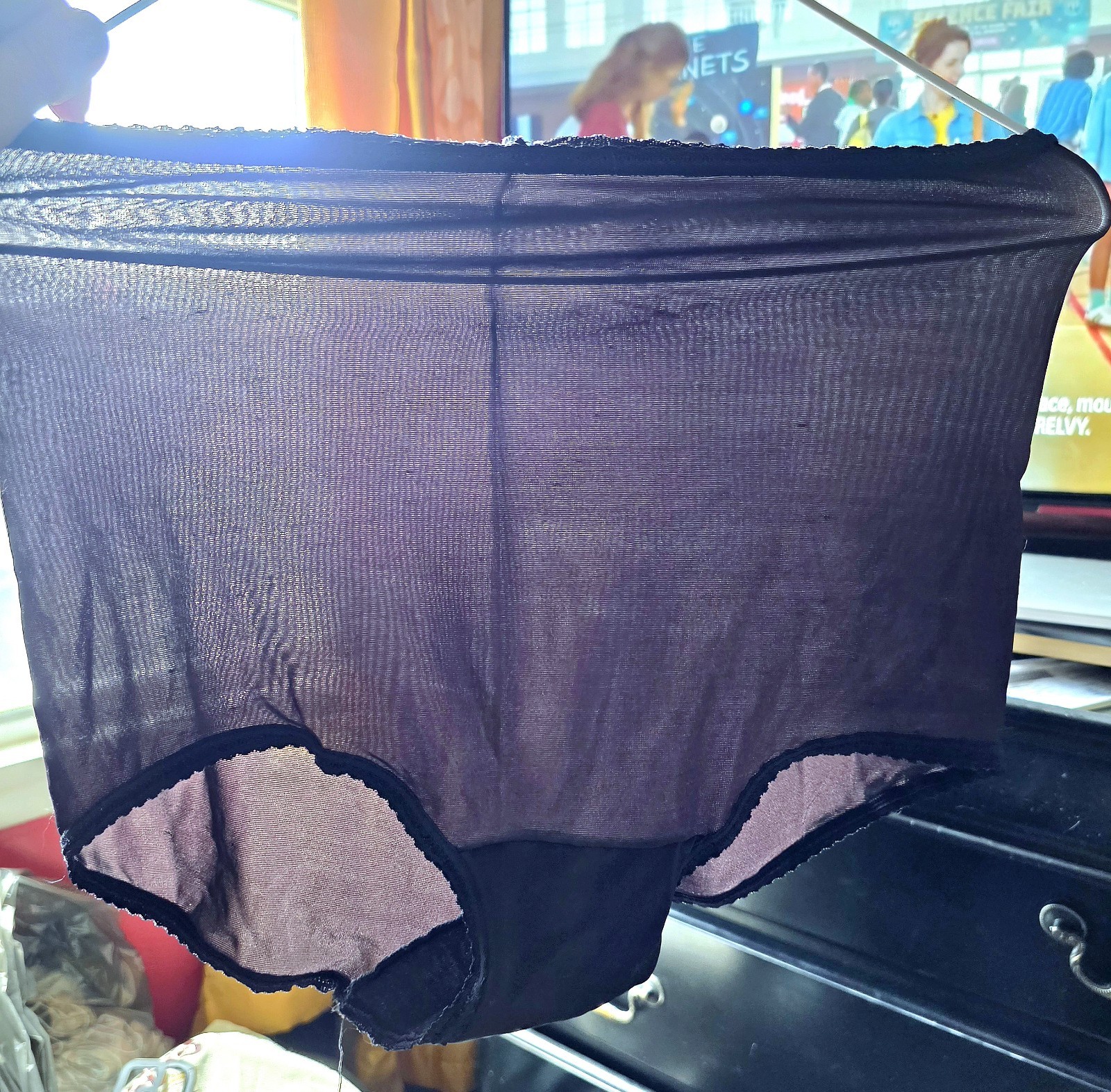 Vintage BALI Black Nylon GRANNY Panties Sissy Secretary XL/8 #2633