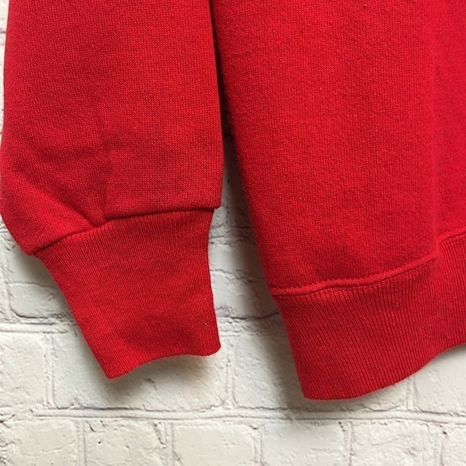 90s Vintage Made in USA Red Hanes Sweatshirt with Sparkle Puff Paint Bear