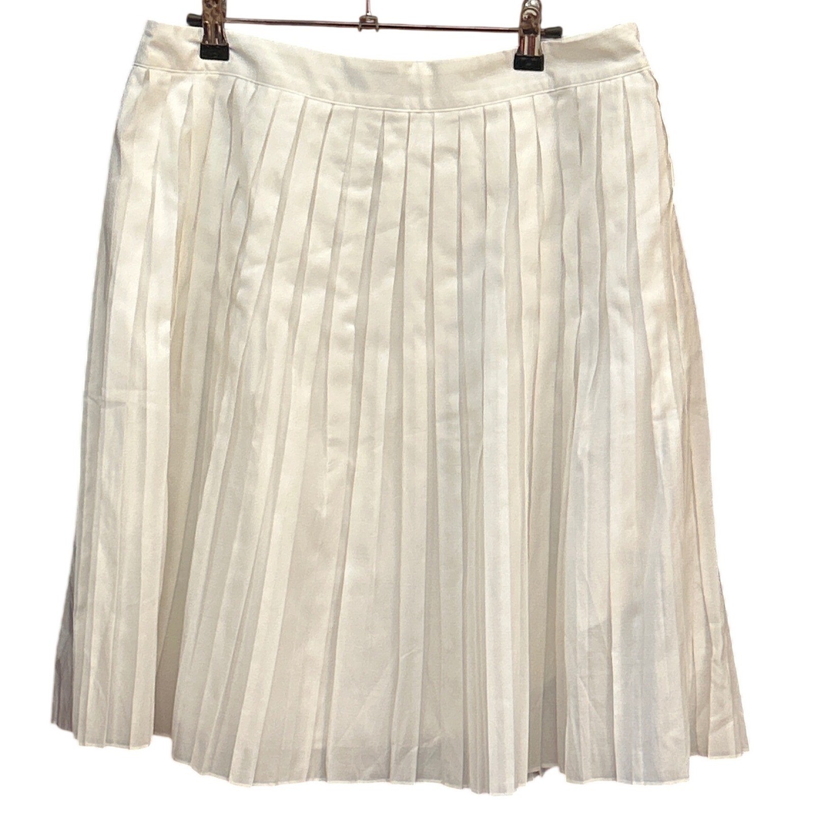 Vintage Talbots Pleated Skirt Preppy Old Money White Midi Petites 10P 11/11