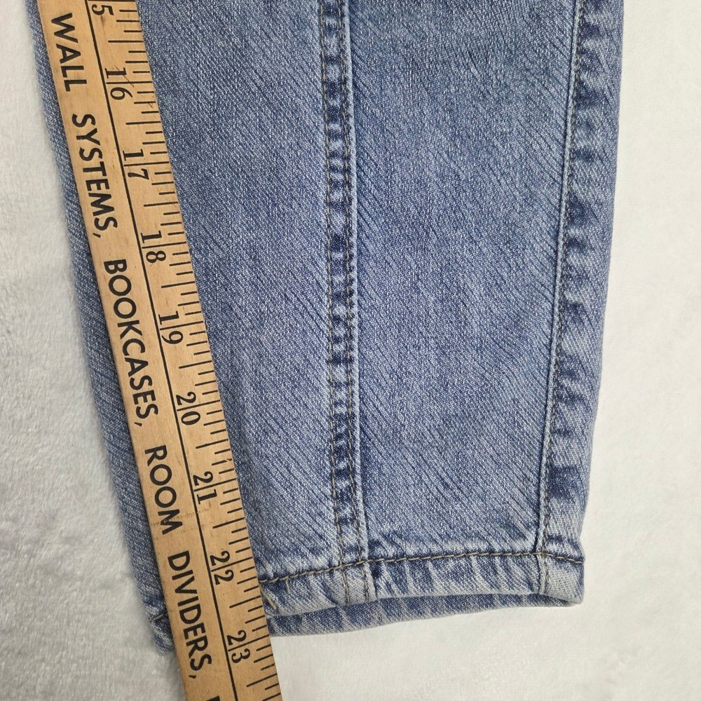 Women 29 Blue Vintage-Inspired Mom Jeans Paperbag High Waist Tapered Leg