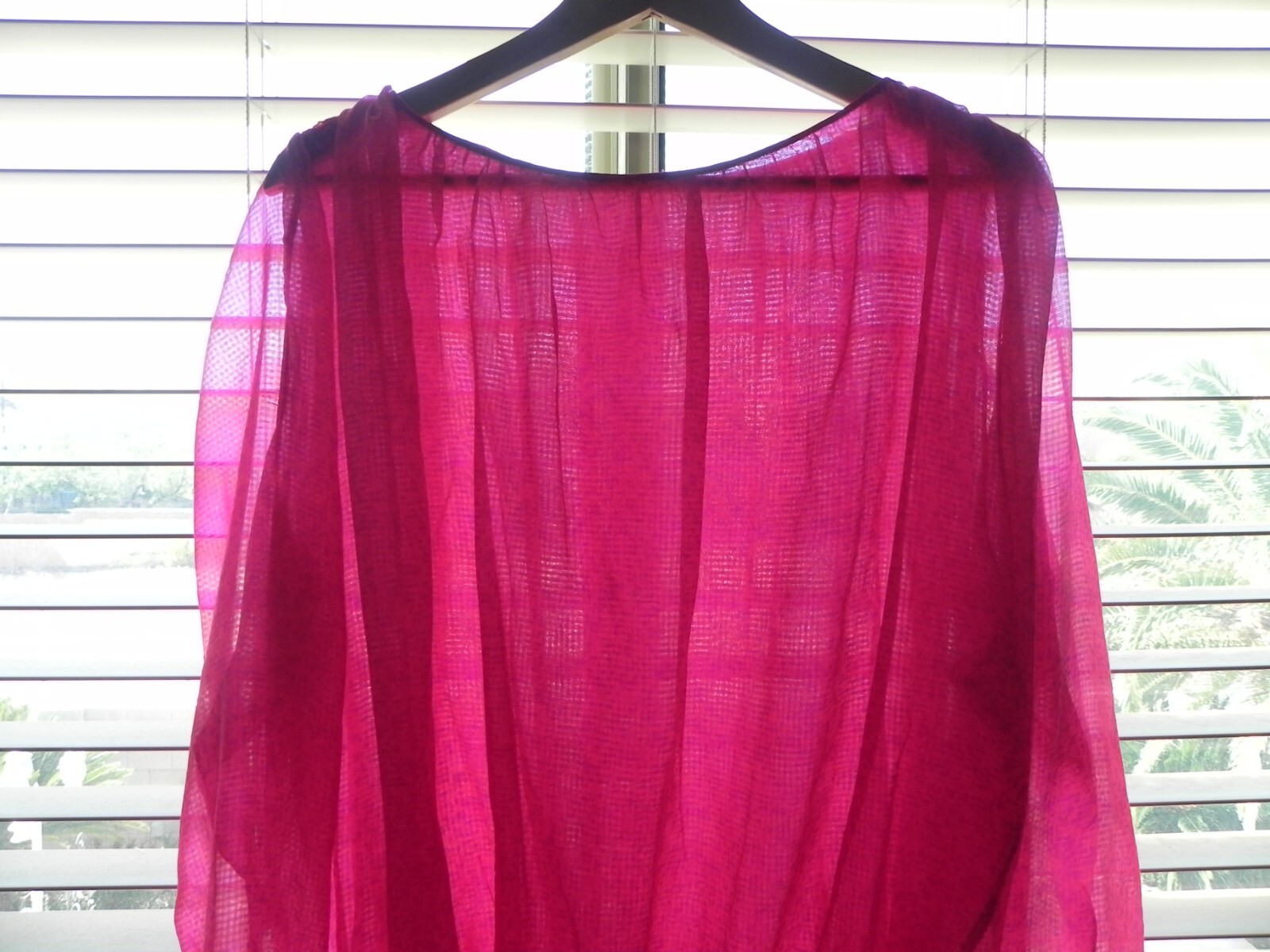 Carolyne Roehm 2 PC Silk Chiffon Tunic Top/Maxi Skirt Neon Fuchsia/Purple Size S
