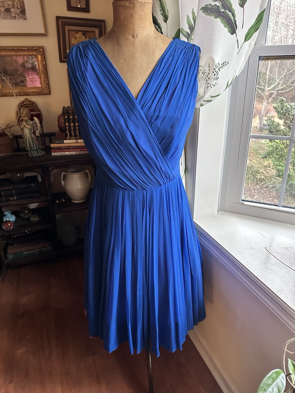 Lilli Diamond California VTG Blue Chiffon Party Prom Dress Womens Sz Small