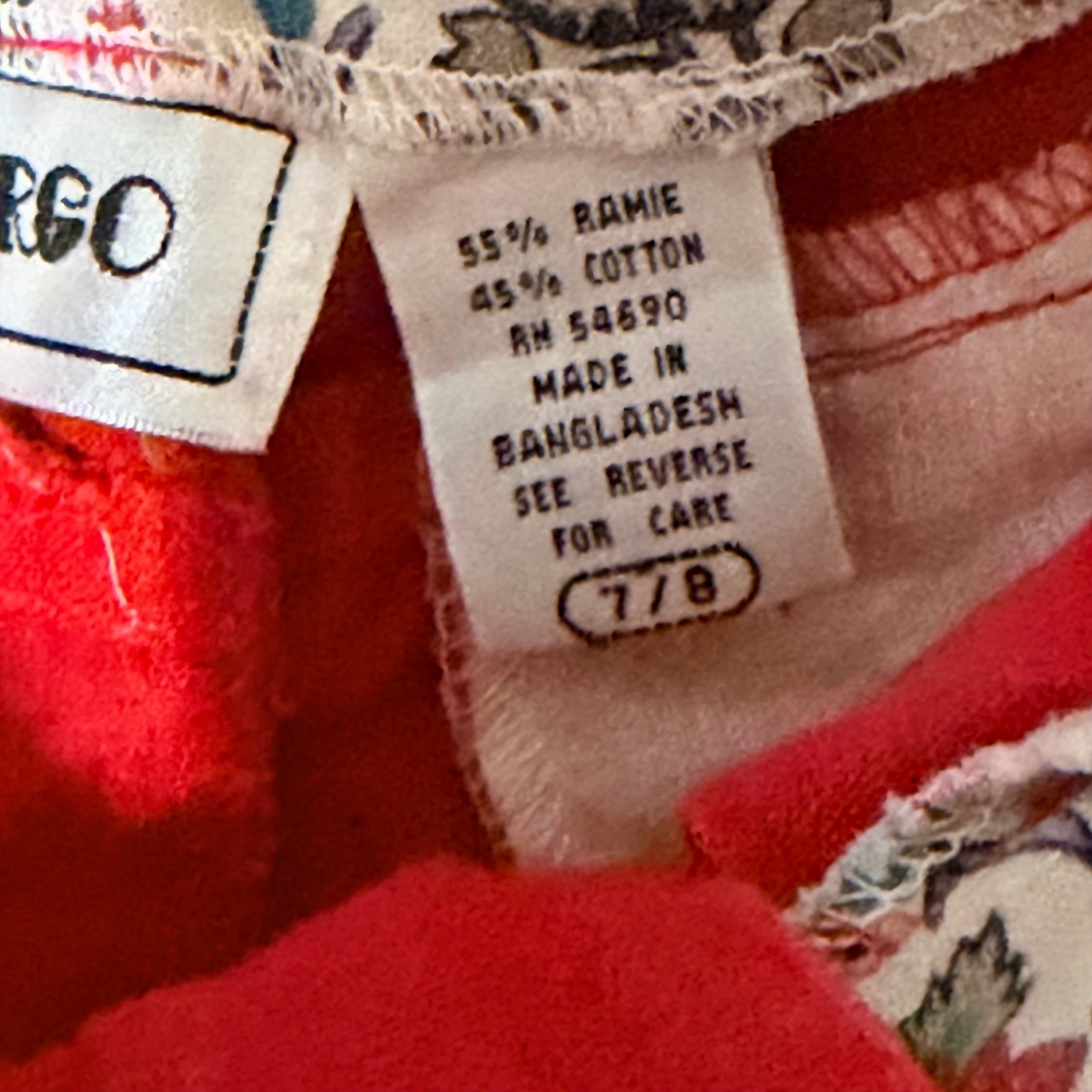 Vtg JJ Fargo Red High Waisted Pleated Shorts Ramie Cotton Floral Waistband 7/8
