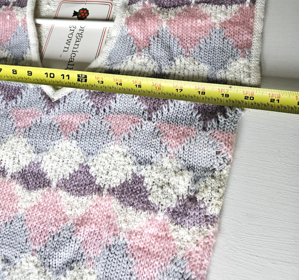Vintage Organically Grown Sweater short sleeve v neck pink cream 7334 sz M