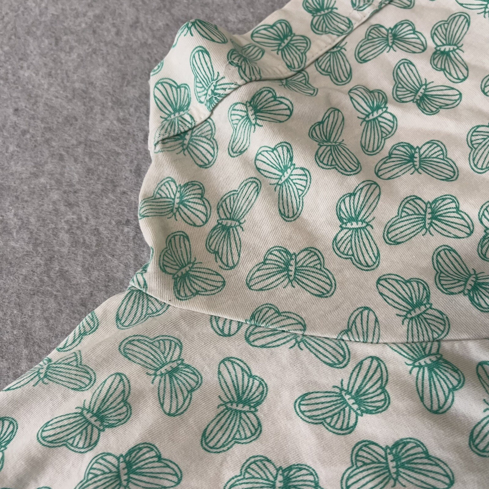 Vintage Barry Ashley Butterfly Women 40 Large T-Shirt White Teal Button Y2K