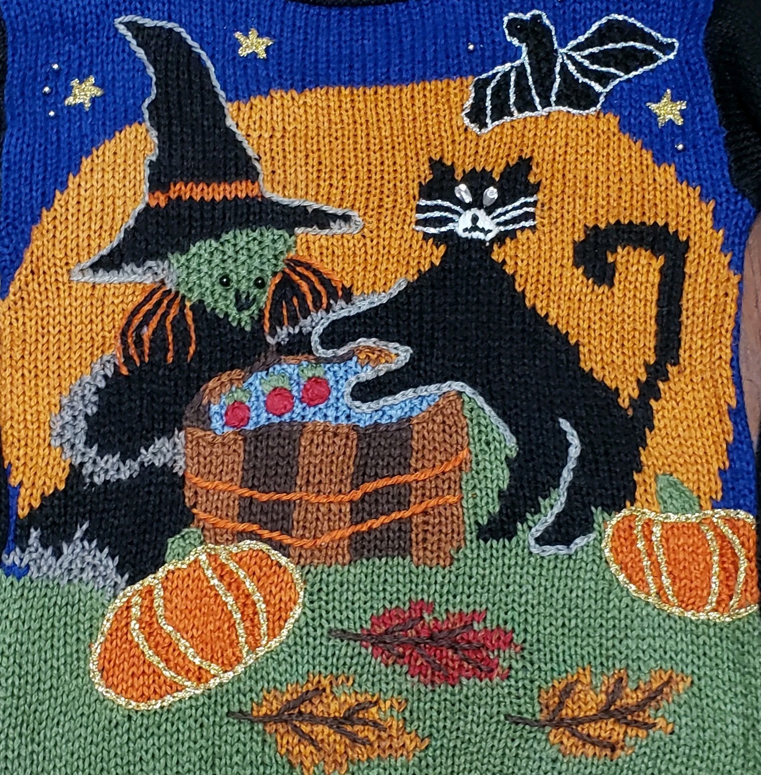 VTG 90s Spice Of Life Halloween Sweater Size XL Witch Pumpkin Knit Holiday Rare