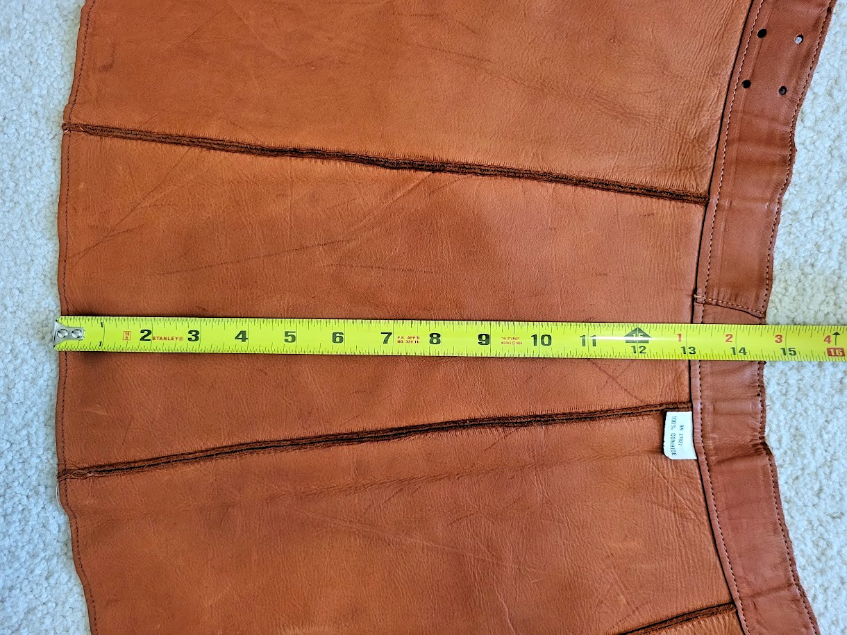 VTG. Handmade Natural Tanned Cow Hide Leather BOHO/Western/Cowgirl Skirt Small
