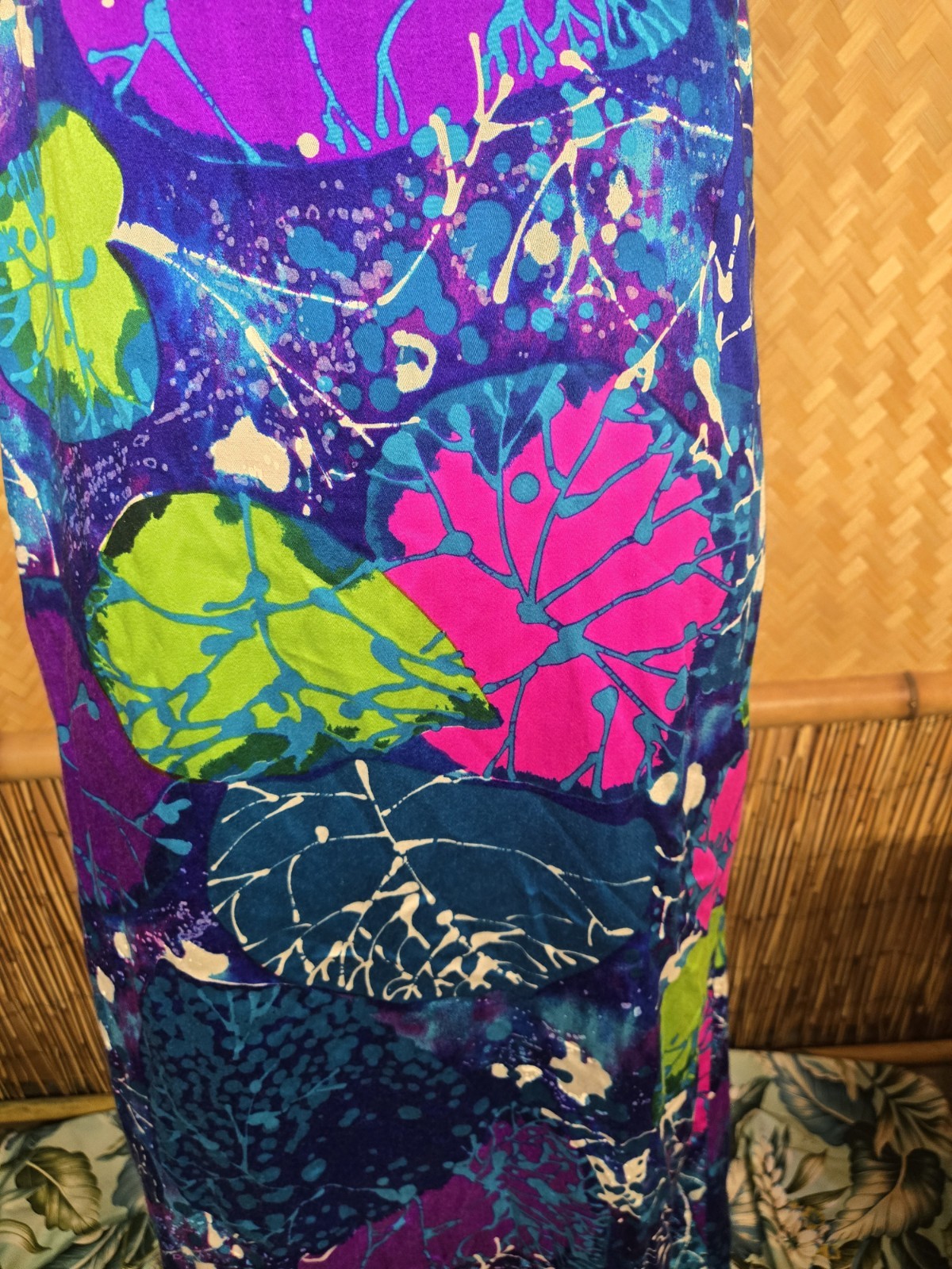 Vintage Waltah Clarke’s Hawaiian Floral Aloha Maxi Dress w1094