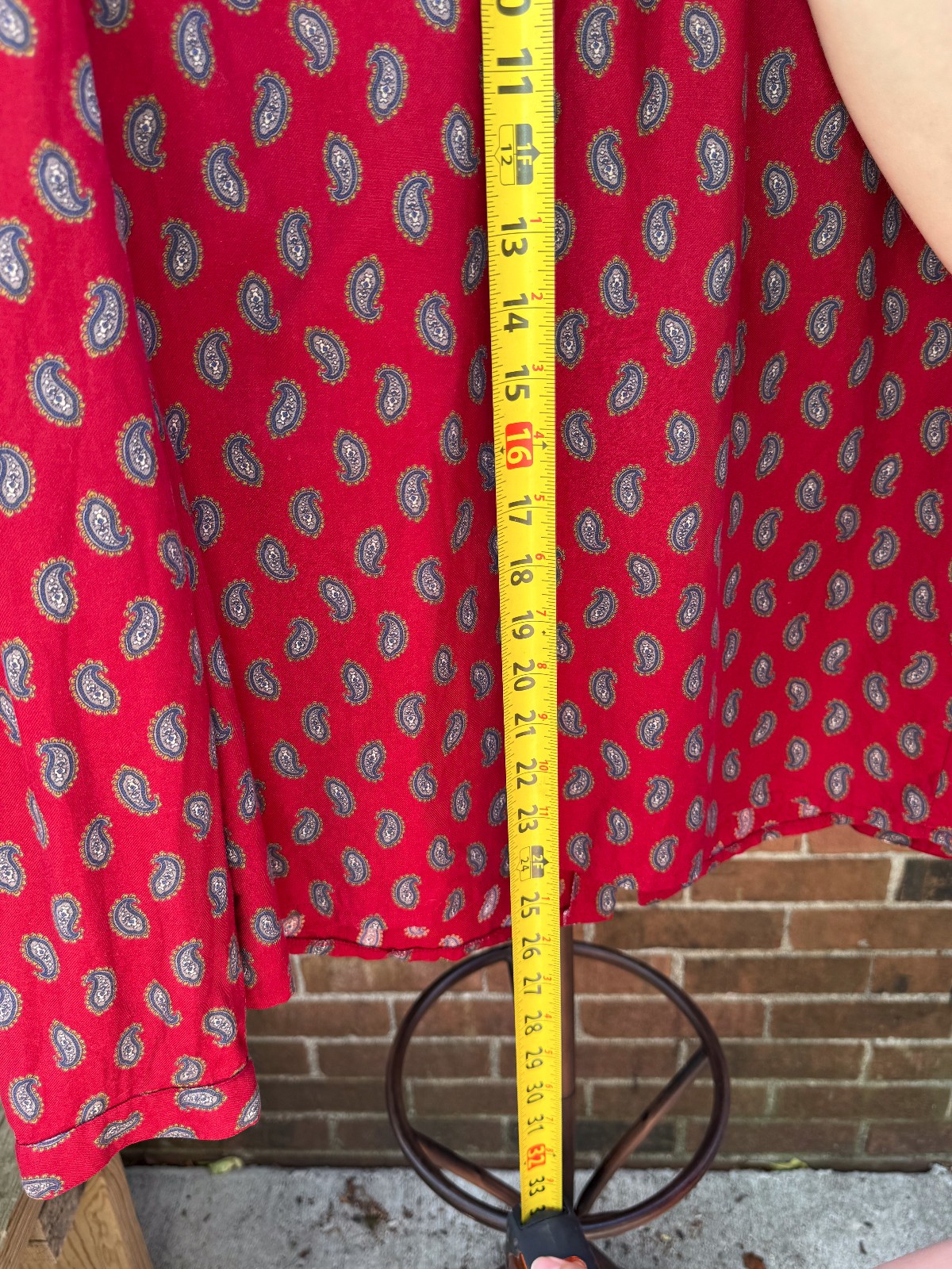 RARE Vintage EDWARD Ireland Red Paisley Pussy Bow Blouse Modal Cotton Sz 8 Small