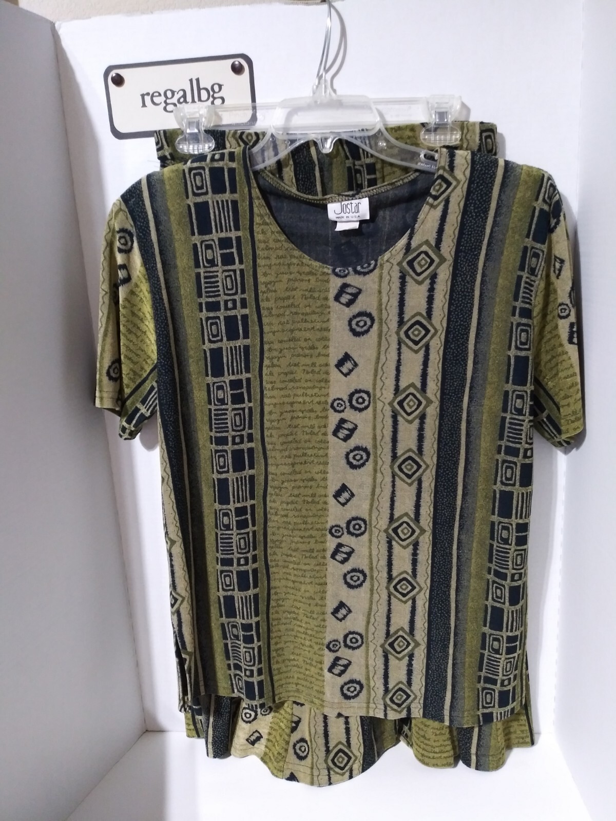 Vintage Jostar Womens Black/Sage Blouse and Skirt No Size see measurement below
