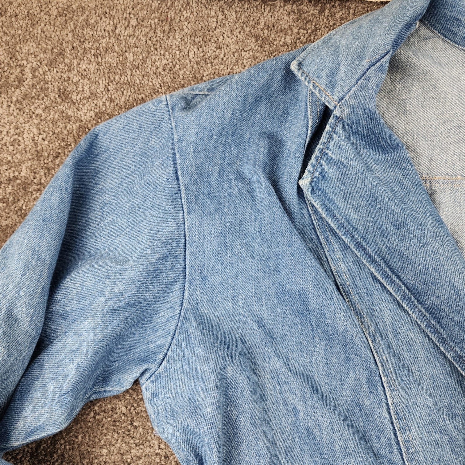 Stuffed Shirt Denim Duster Jacket Womens Large Blue Good Vintage 100% Cotton USA