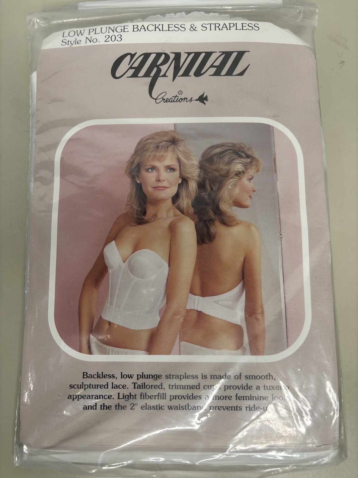 NEW NOS Carnival 42B Brasselette Bra Corset Bustier White Strapless 203 Vintage