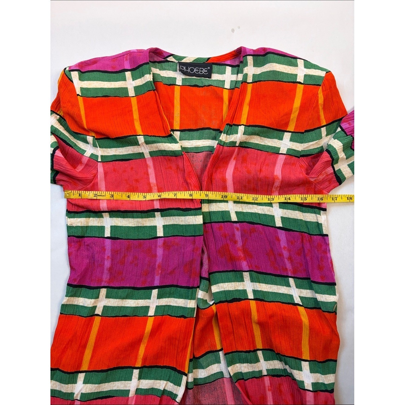Vintage 80s 90s Phoebe Plaid Open Front Cardigan Shoulder Pads Boho M
