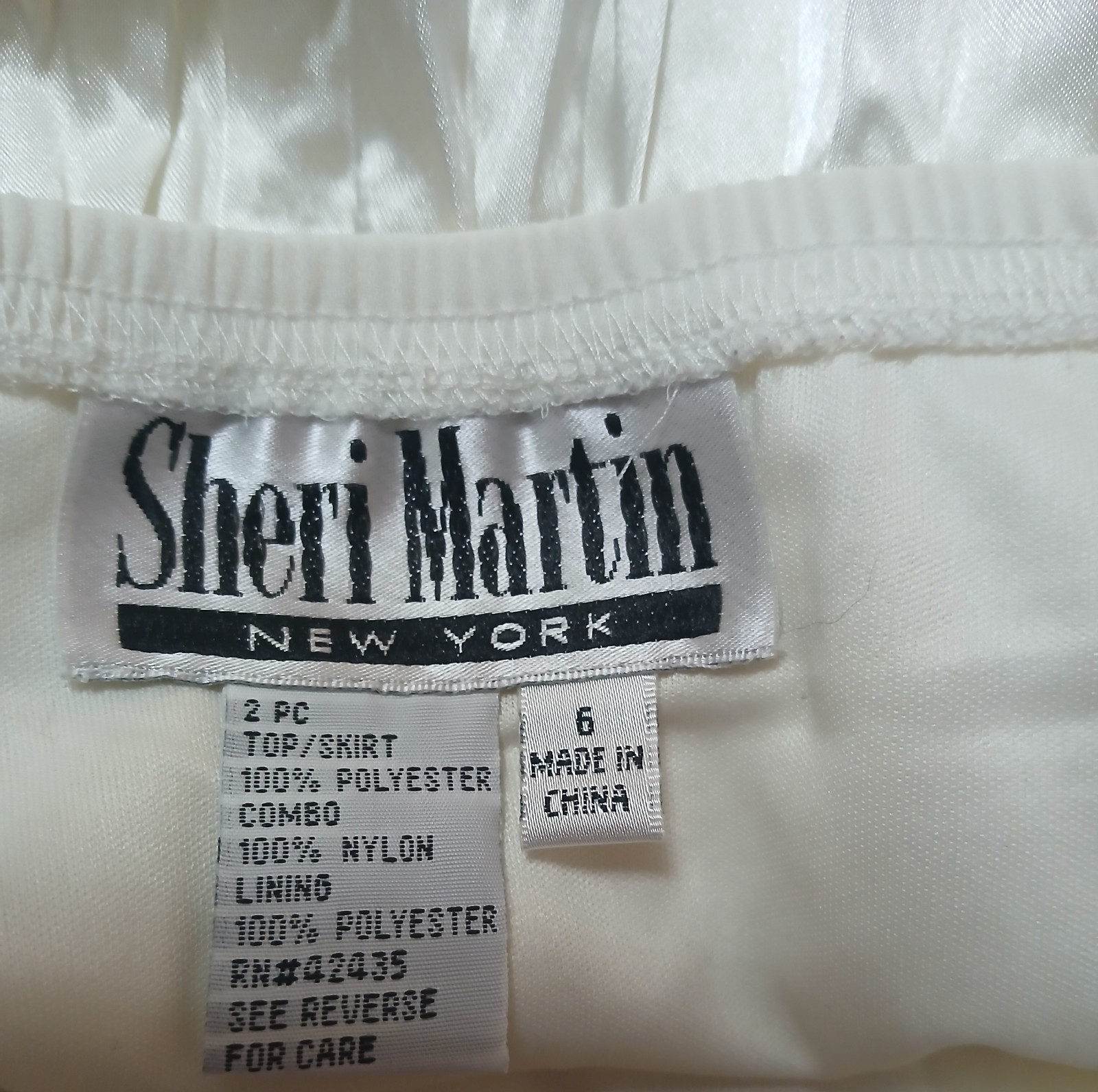 Vintage Cream Blouse With Matching Skirt, Size 8, Pre-owned