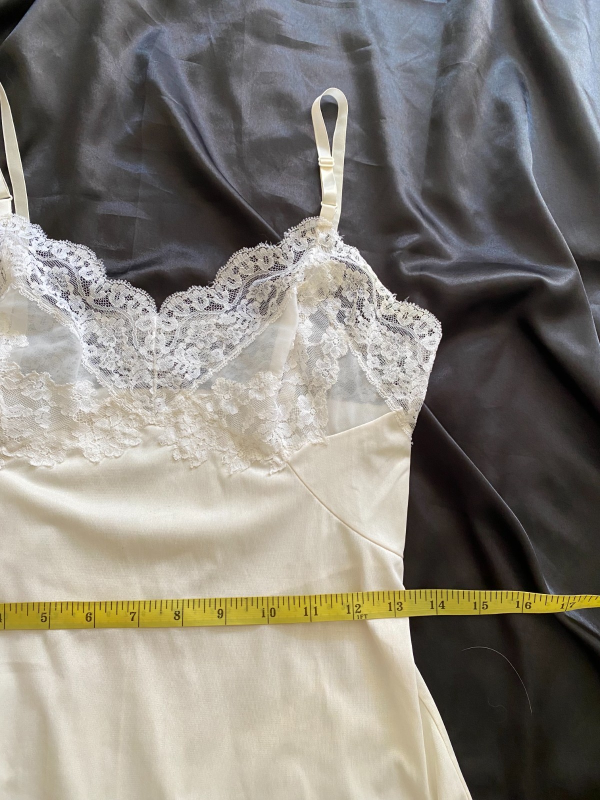 Vintage 1960s White Lace Trim Mini Slip Mod Boho Small Bride