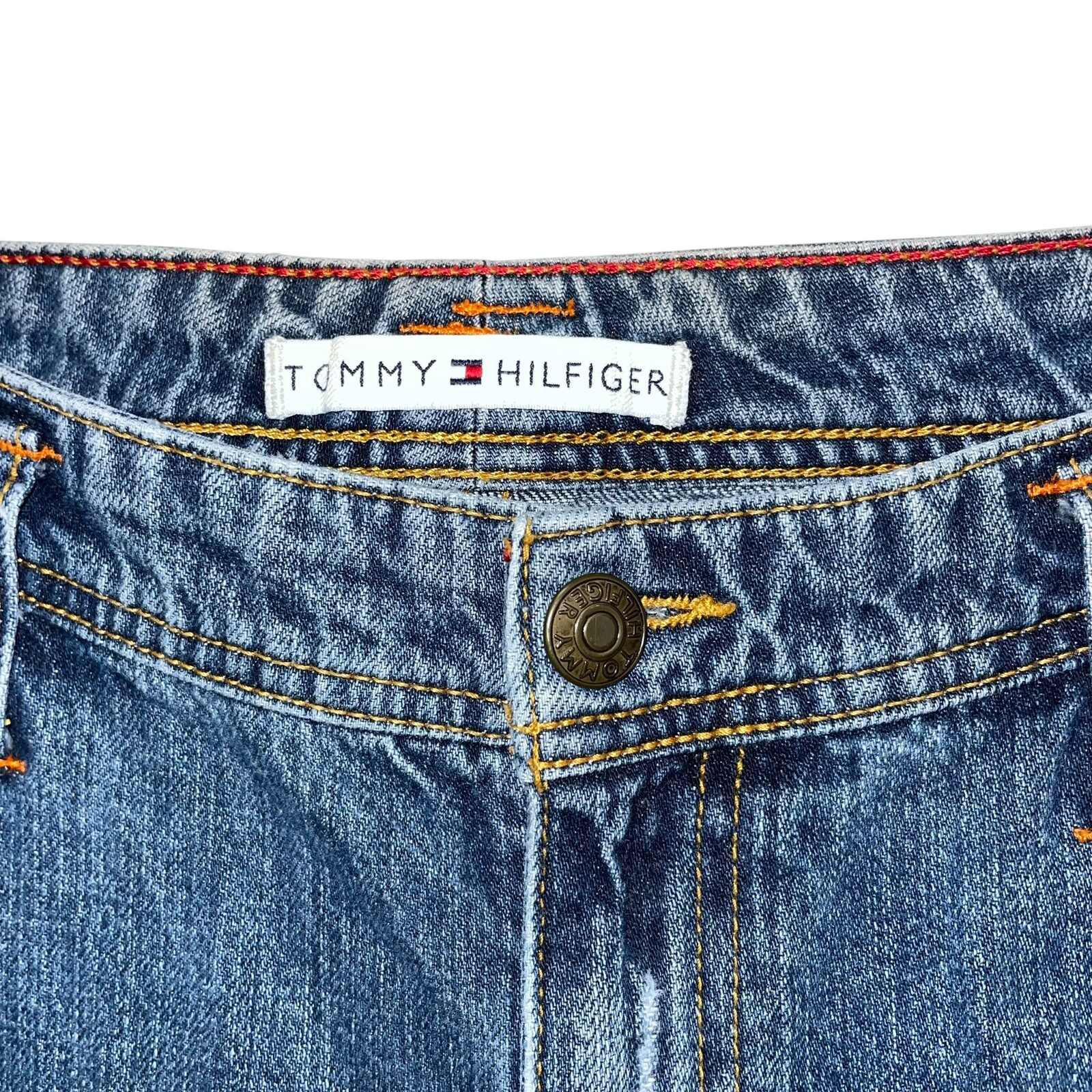 Vintage 2004 Tommy Hilfiger 100% Cotton Straight Leg Distressed Denim Size 12