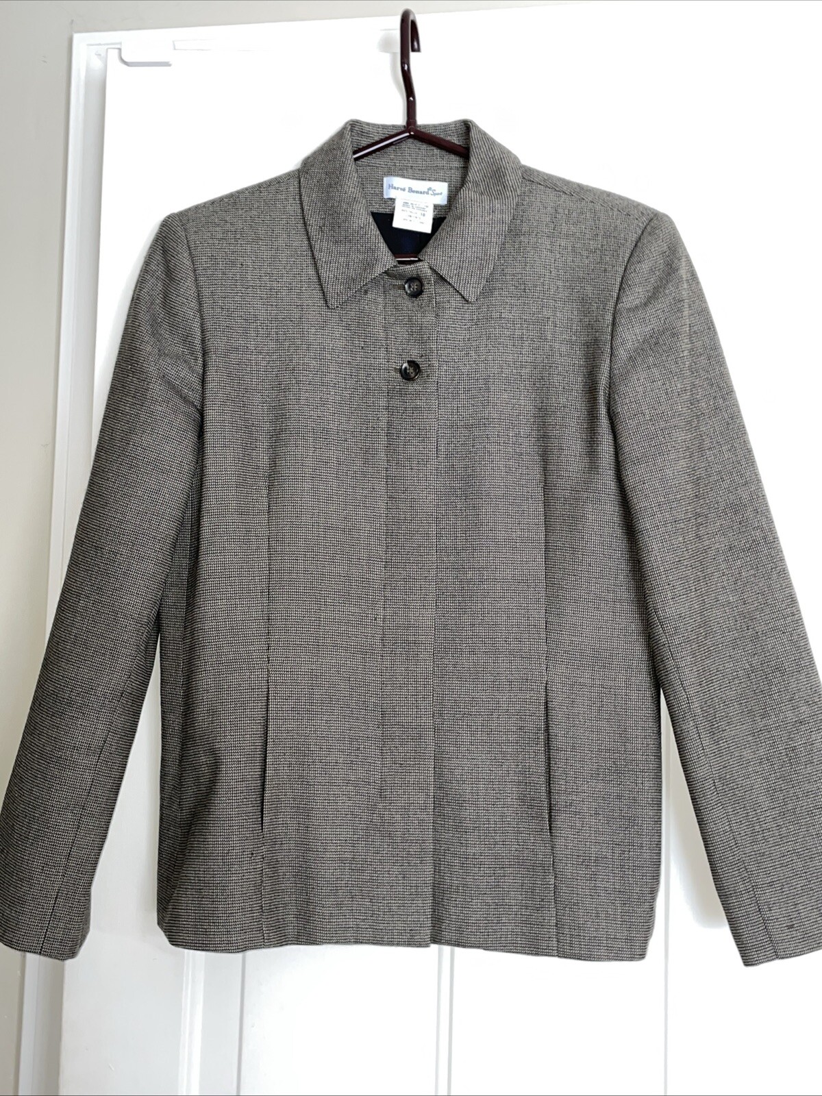 Harve Bernard Women’s Wool Hidden Button Blazer Vintage Jacket Sz 10 Gorgeous