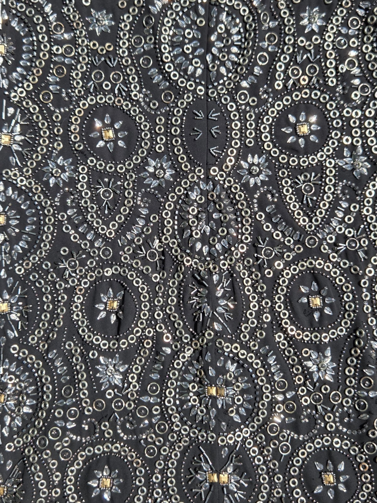🍾Vintage Heavily Beaded Black Evening Dress Rhinestone Sequin Party Cocktail🍾