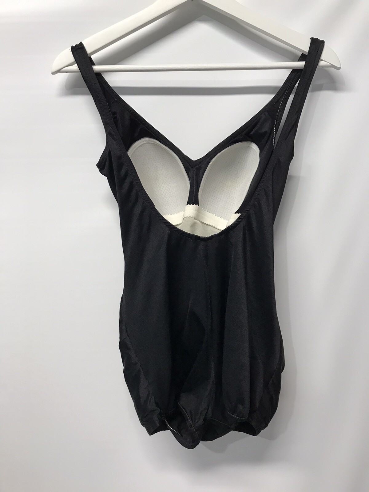 Vintage One PC Pin Up Style Black Bathing Suit Swimsuit Tummy Panel Padded SM