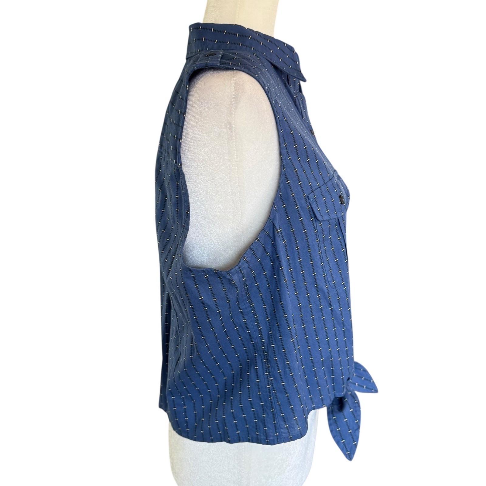 Vtg 80s 90s Lauren Ralph Lauren Top Women’s Button Up Sleeveless Blue 16 Preppy