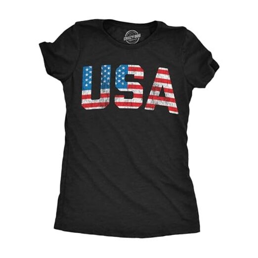 Womens Vintage USA T Shirt Awesome Fourth X-Large Heather Black – Vintage Usa