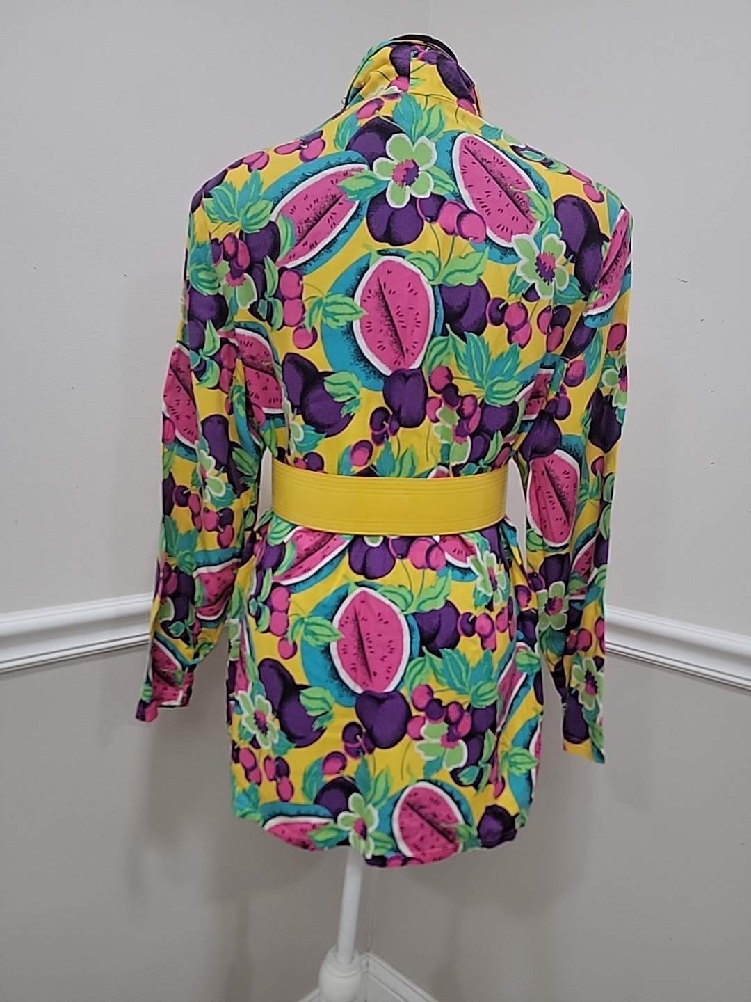 VTG’80s Claudia Kitsch Fruit Print Blazer Jacket Watermelon Cherry Pop Art Deco