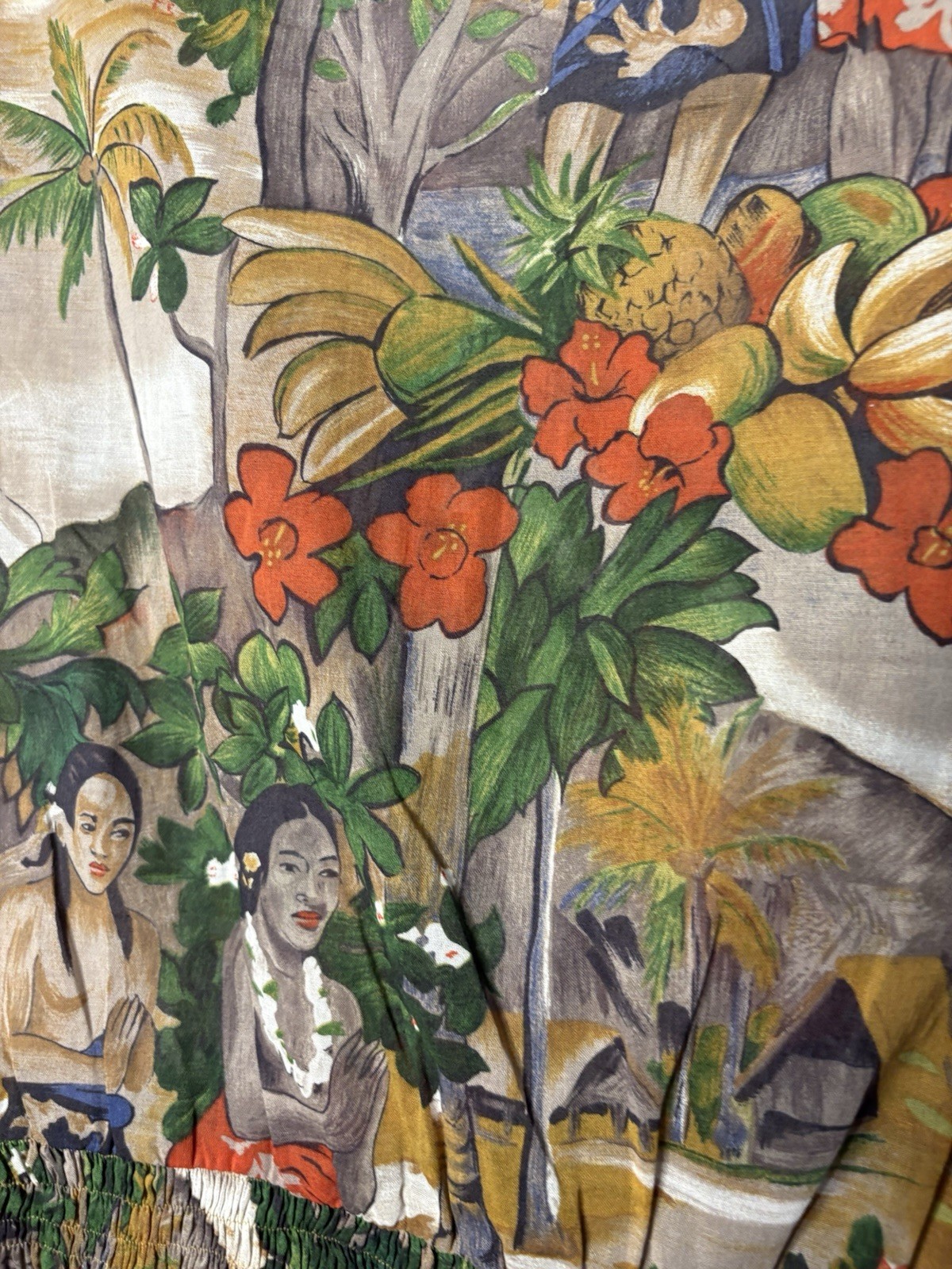 VTG 2 Pc Women’s Outfit Paul Gauguin Tahiti Art Print EUC RARE 36/24” 2XS/S