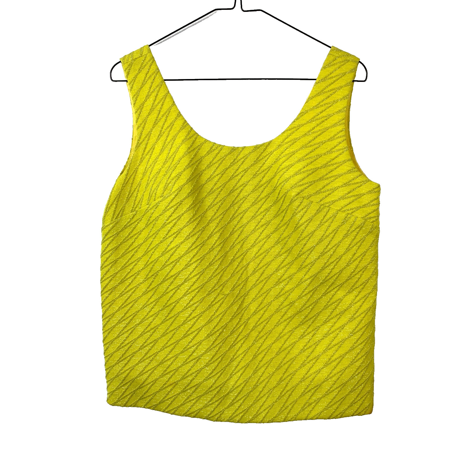 Vintage Julie Miller California Chartreuse Metallic Sleeveless Shell Chest 37″