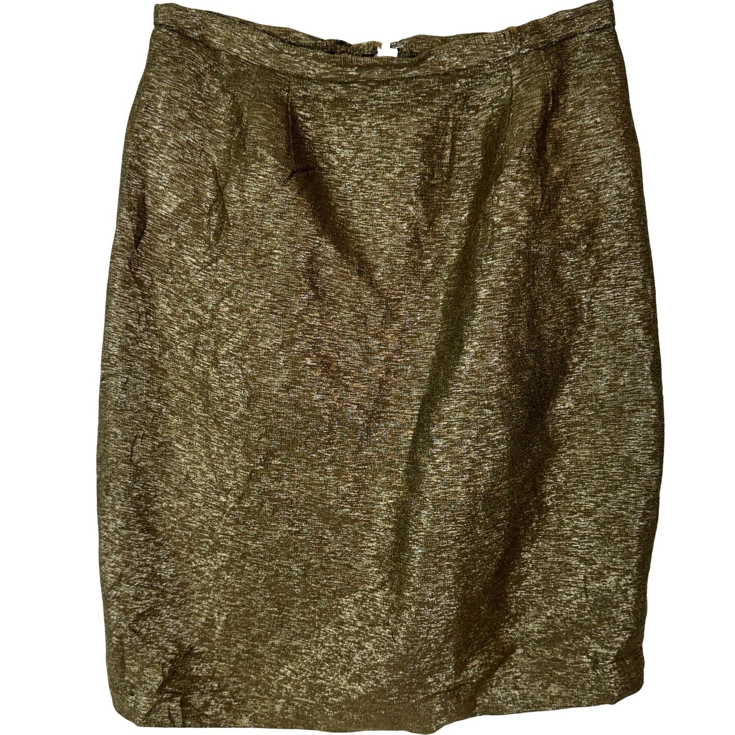 Vintage 60s Gold Metallic Skirt Lurex Pencil Party Costume 28W Medium As-Is