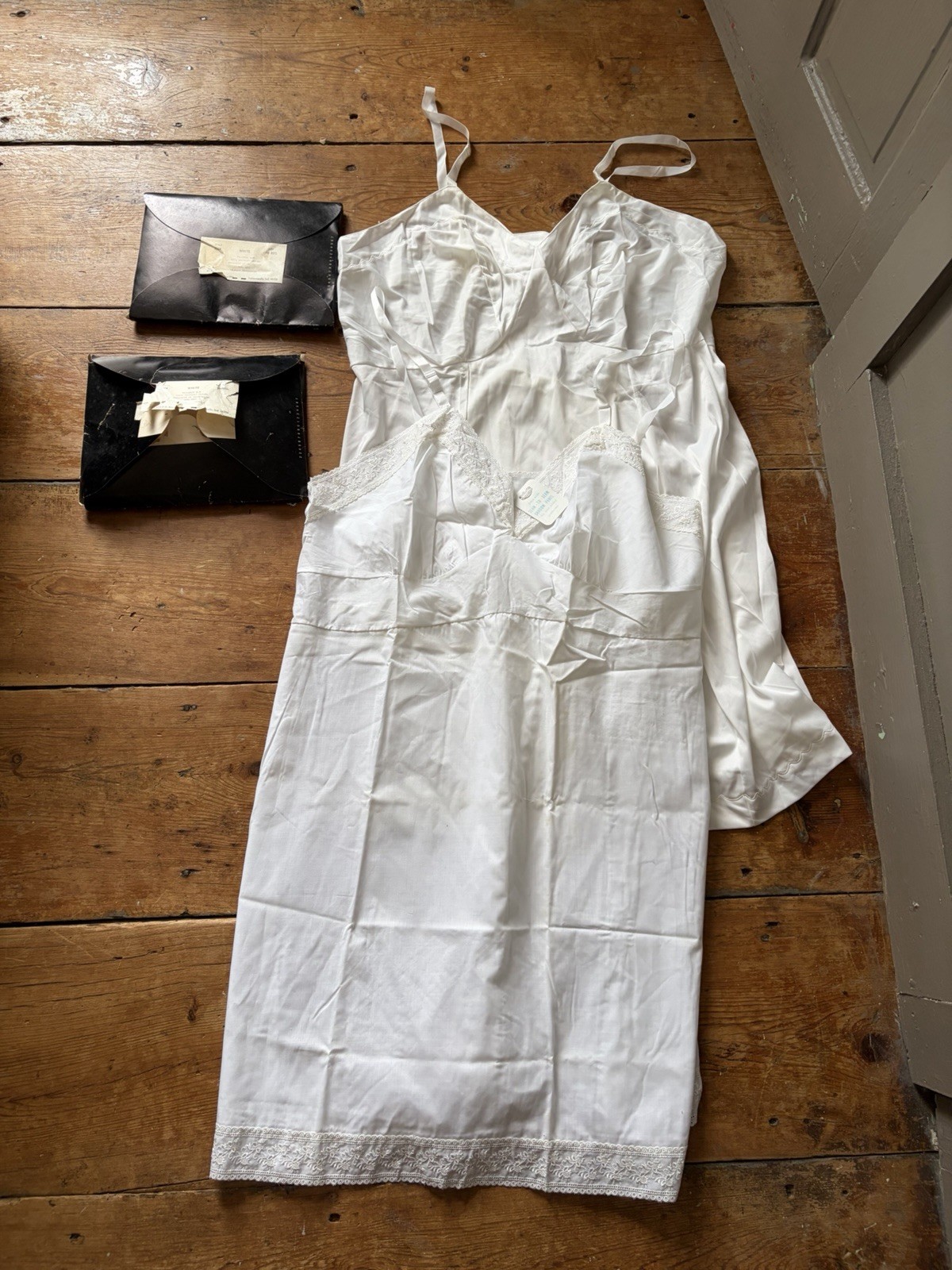 Vintage 1950s Realsilk Apparel NOS Tailored Nylon Cotton Slip Lot Of 4 Size 48
