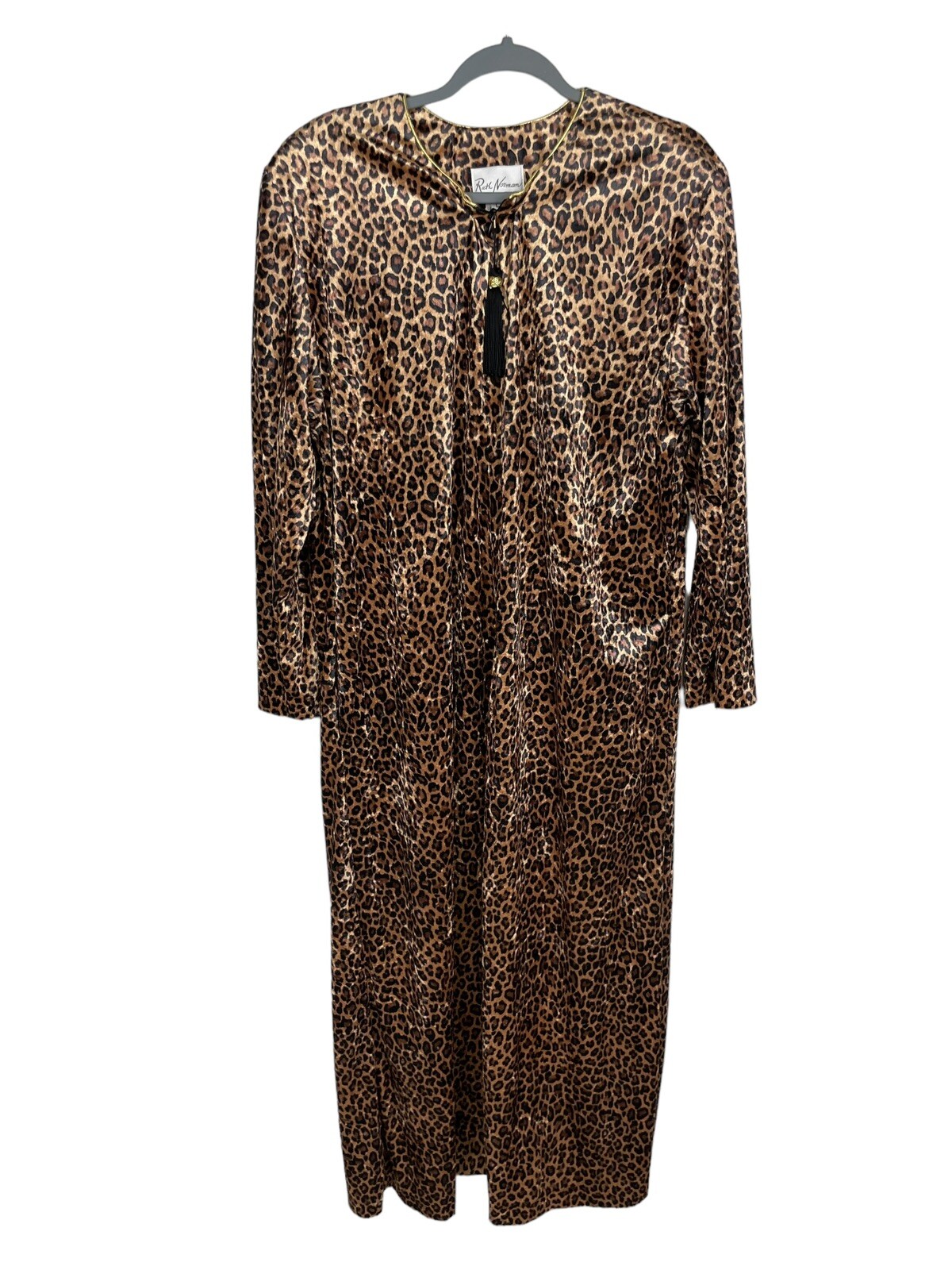 Ruth Norman New York House dress Robe Large Caftan Leopard Print Zipper Tassel