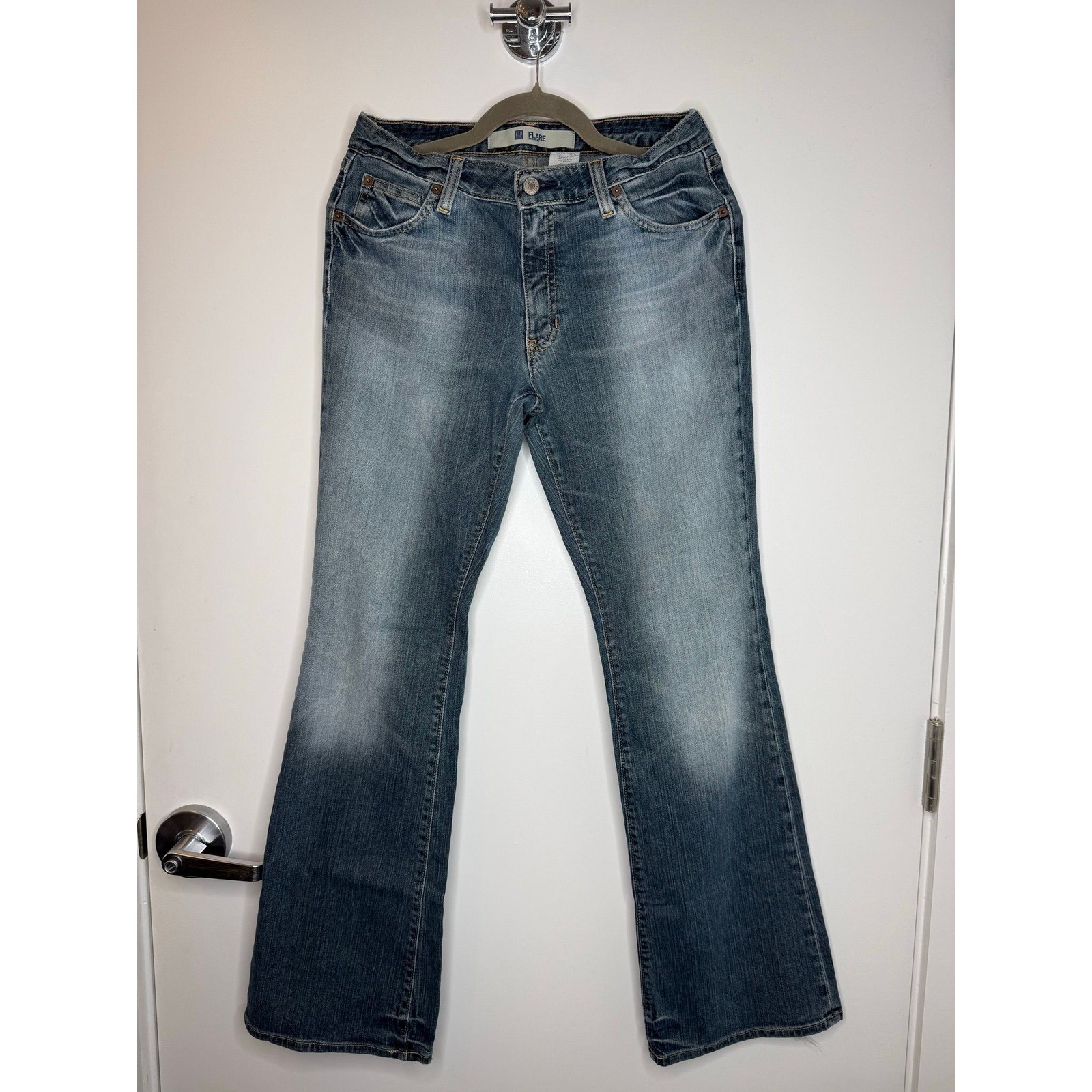 GAP 1969 Flare Blue Jeans Womens 8 Regular Y2K Whiskered Faded 2000s Denim