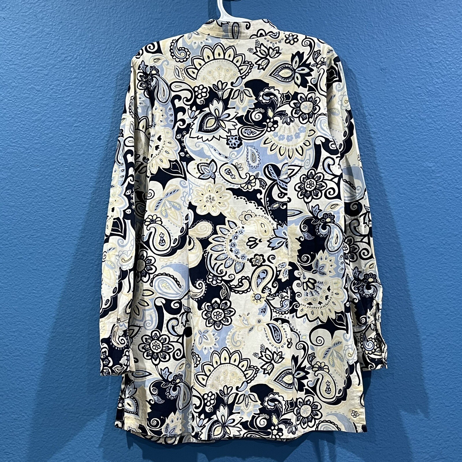 Vintage 70s Peck And Peck Weekend Floral Paisley Long Tunic Button Up Shirt SZ 6