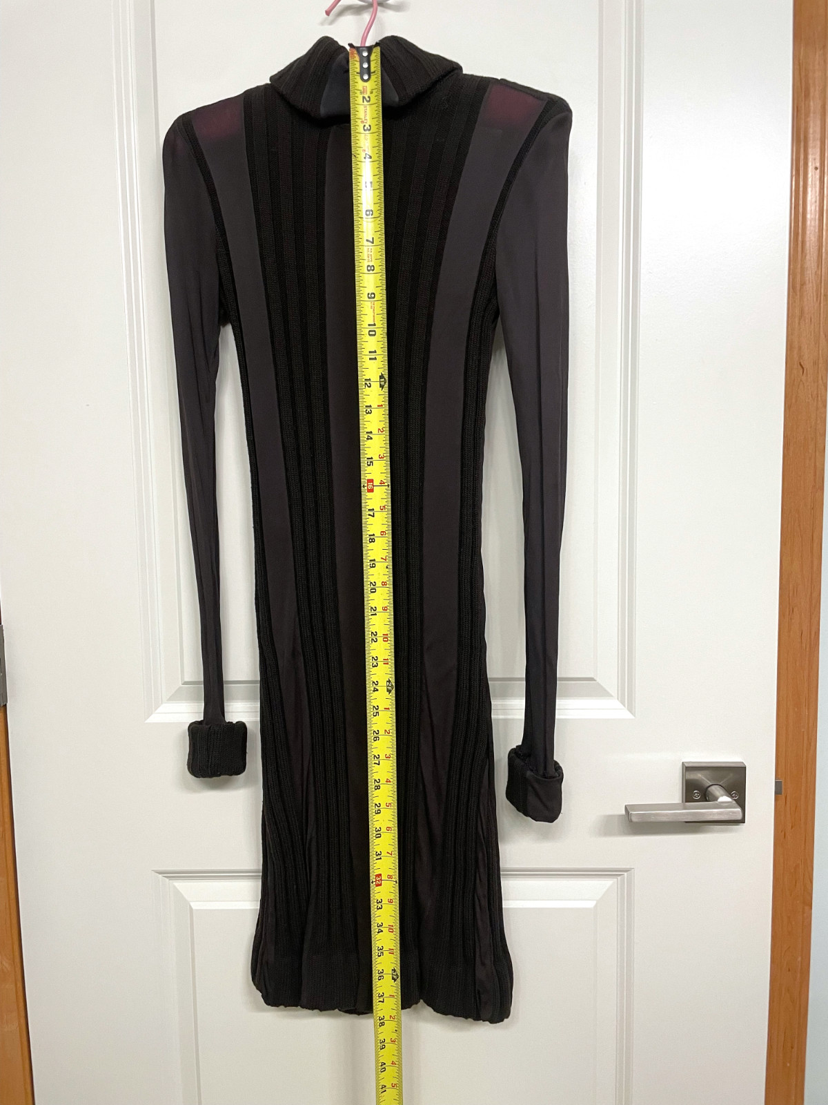 Vtg Rudi Gernreich Mocha Rib Knit & Translucent Jersey Dress 1971, Size 10