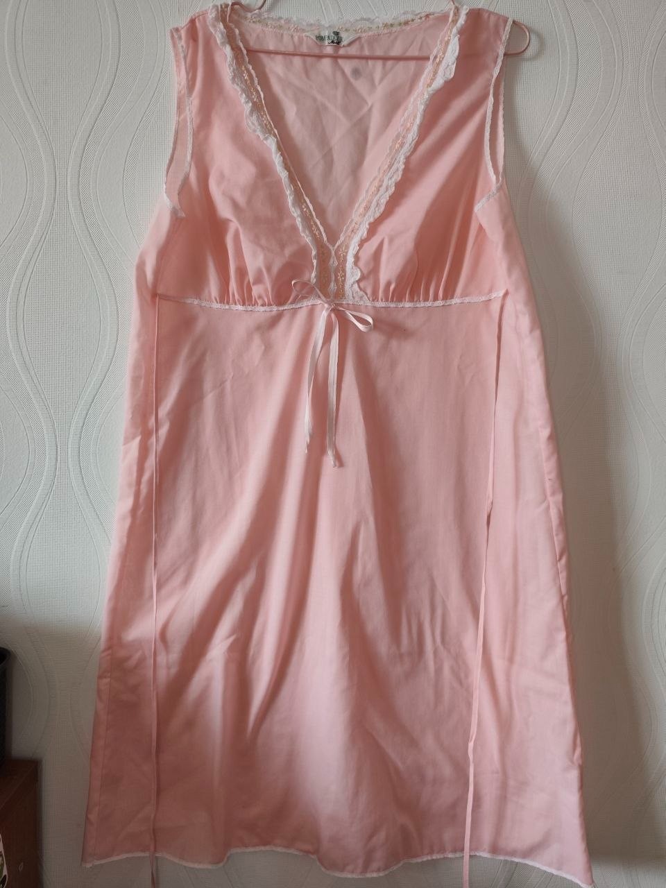 Pompadour Modell Vintage 70s Pink Babydoll Nightgown Cotton Blend Size 44 XL XXL