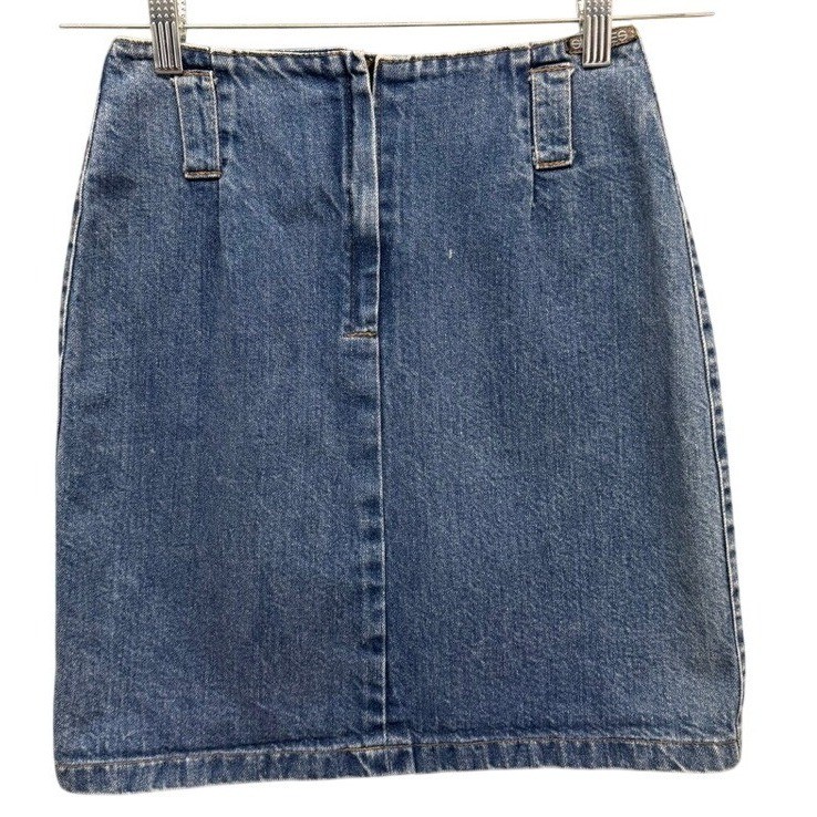 Vintage Shades Denim Mini Skirt Medium Wash High Waist Blue Jean Skirt 25 Waist