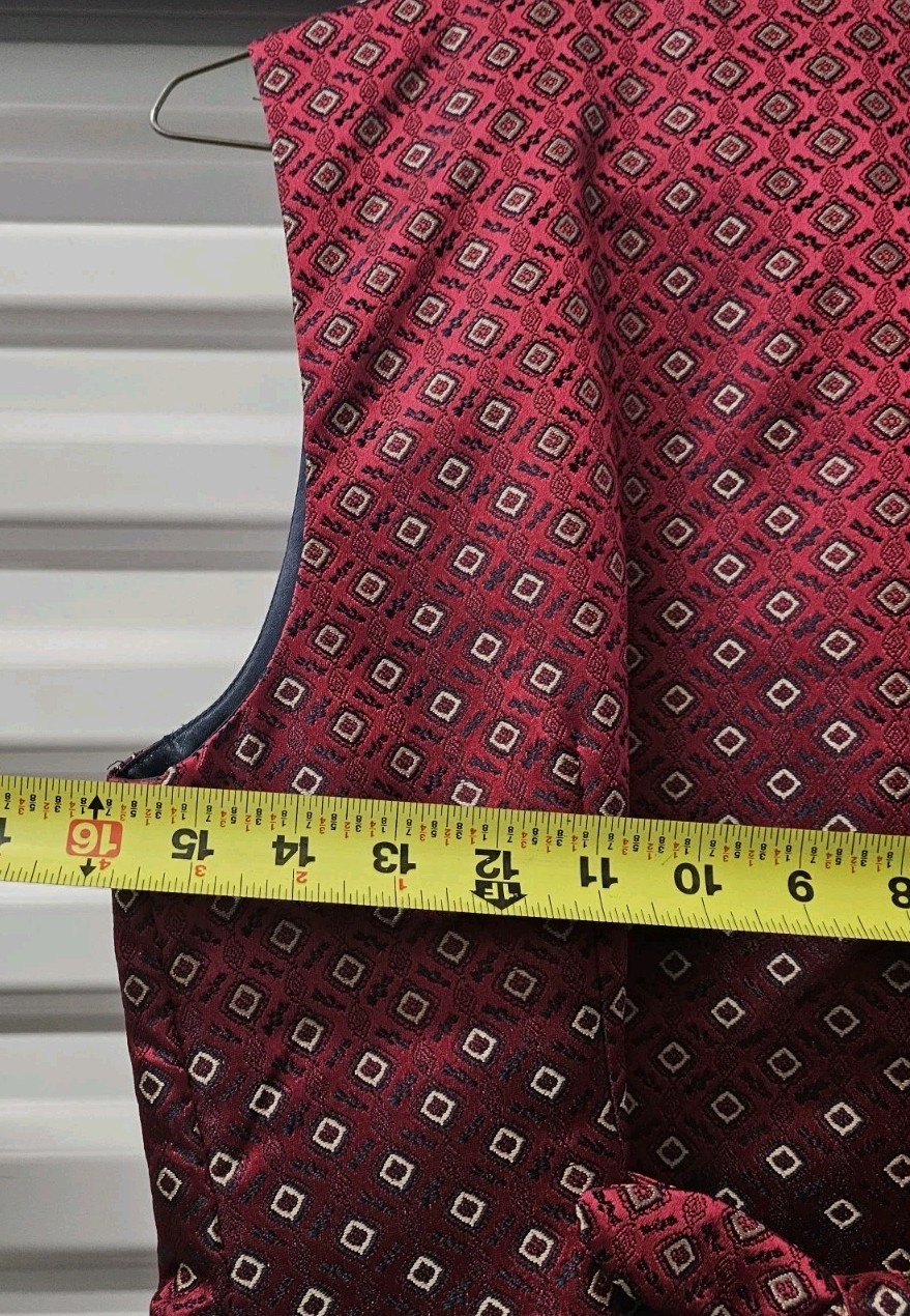 Talbots Petites Patterned Vest 2 Button Burgandy Geometric ined Womens 4 VTG