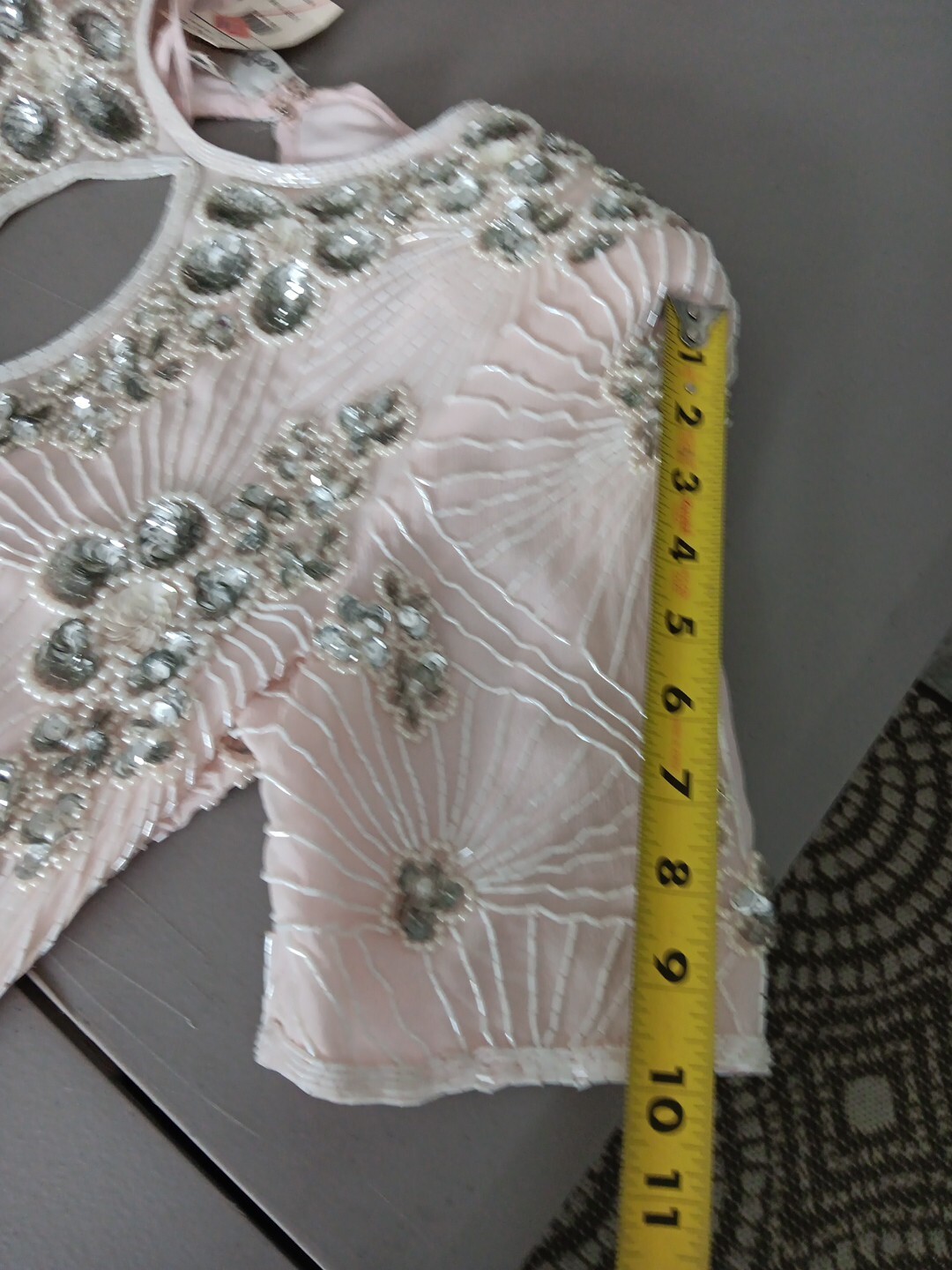 Jennifer Evening Gown Medium Light Pink Midi Silk Bead Sequin Keyhole NEW Bridal