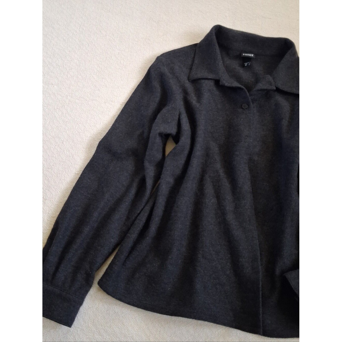 eileen fisher wool collared sweater medium minimalist quiet luxury lagenlook