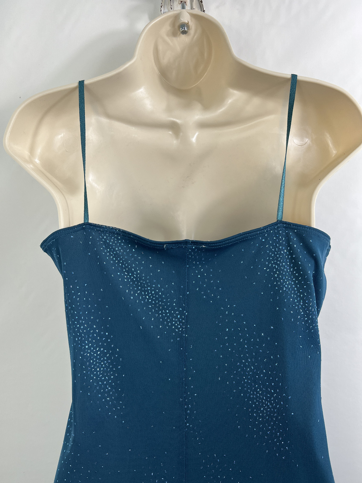Vintage Silhouette Chiffon Party Cocktail Dress Blue Green Sparkle Evening Prom