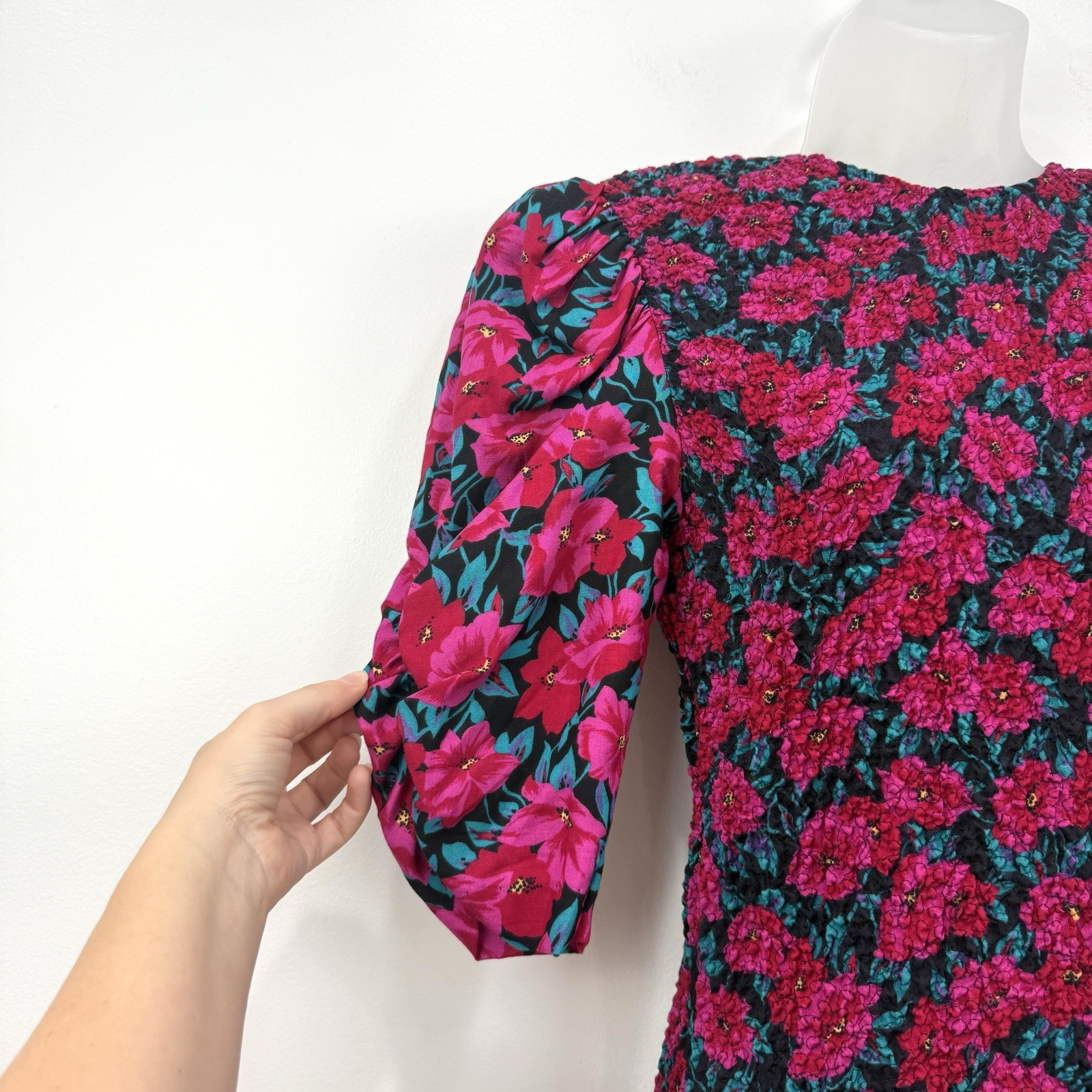 VTG Expo Dress Women’s 6 Floral Cottagecore Prairie Peasant Smocked Drop Waist