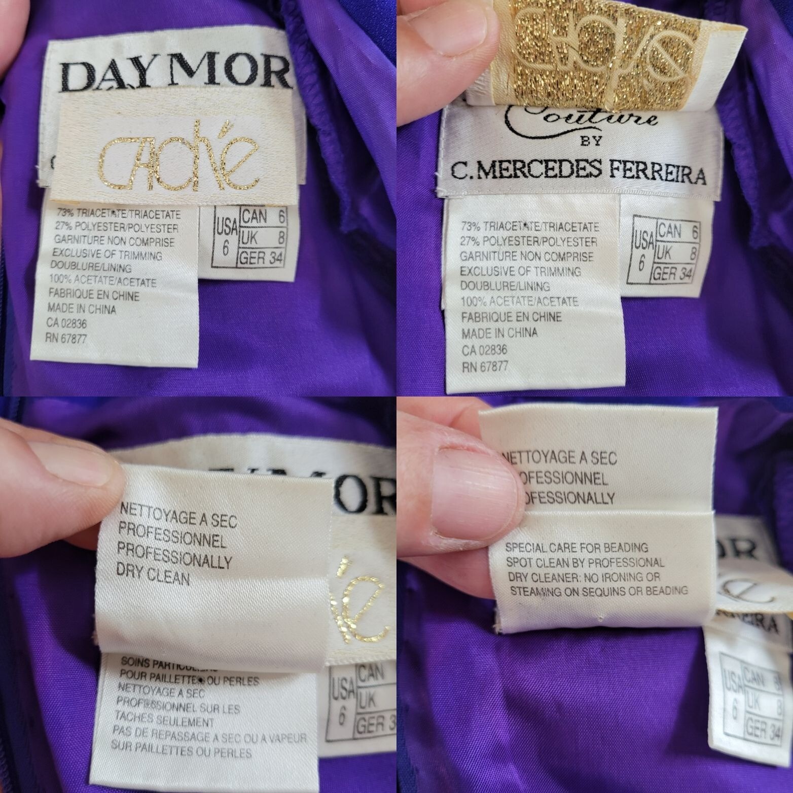 Vintage 80’s Daymor Couture Gown 6 Blue Peplum Beaded Front Slit Modest Sexy