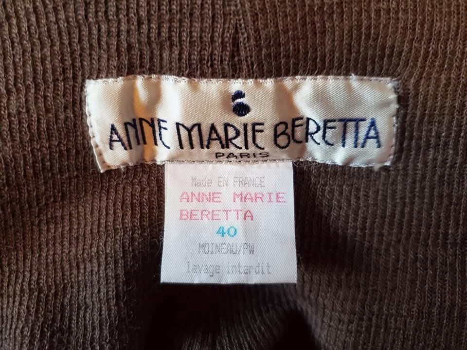 Vtg ANNE MARIE BERETTA 89 Paris rnway couture linen peplum skirt abstract print