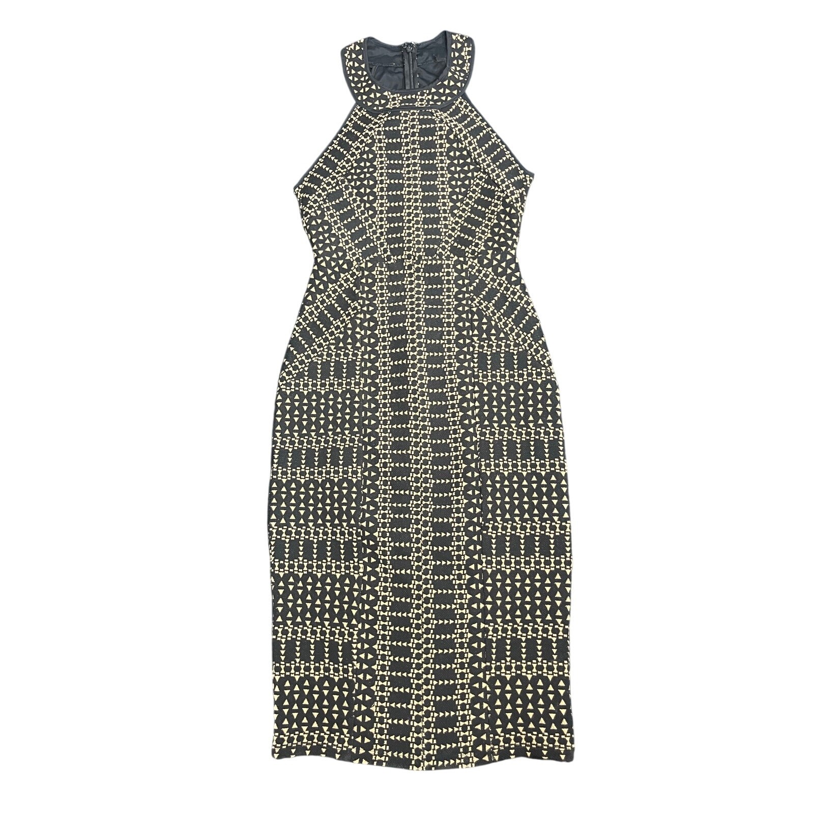 BCBG MAX AZRIA Dresses Sleeveless Dress Sweater Knit Beige Black Size XS