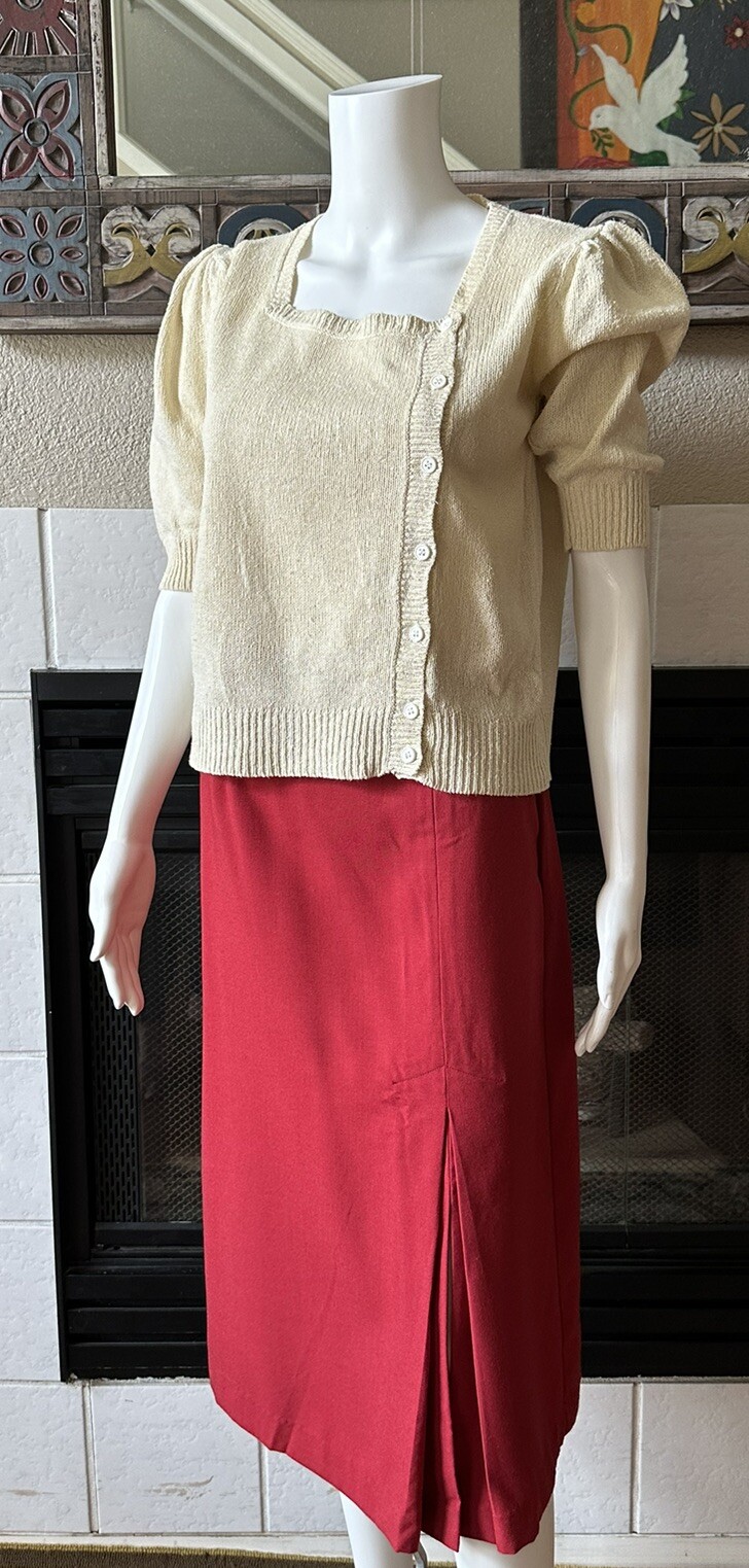 Vintage You Babes Red Skirt W/ Front Slit Juniors Size 9 Waist 26” Hips 36”